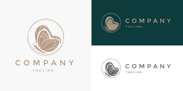 Plantilla de vector de diseño de logotipo de naturaleza de belleza de mariposa minimalista simple elegante para negocio de marca