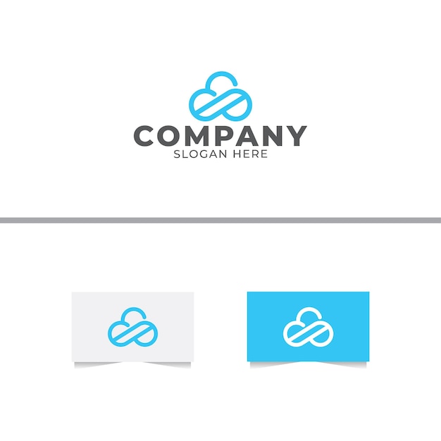 Plantilla de vector de diseño de logotipo de nube Monoline