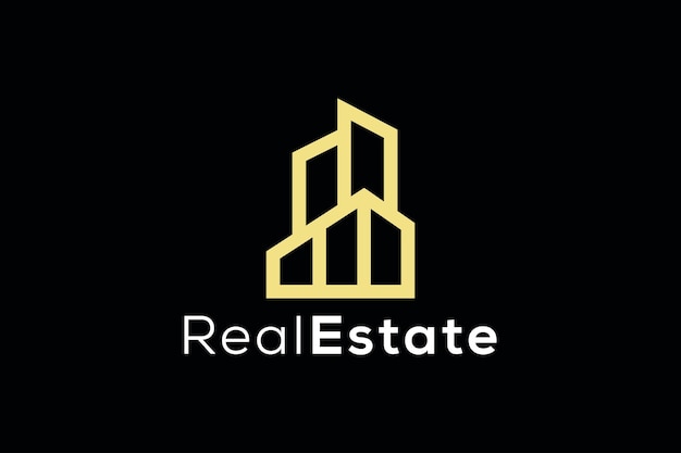 Plantilla de vector de diseño de logotipo de oro de bienes raíces