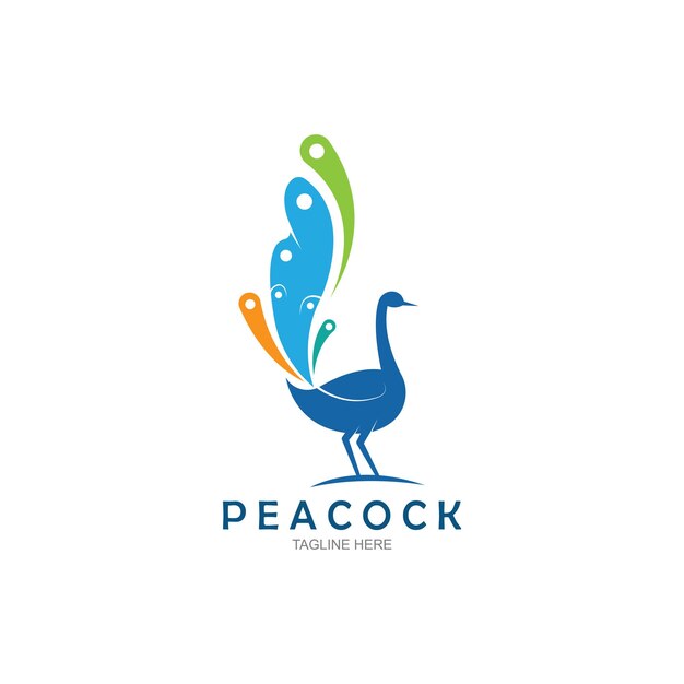 Plantilla de vector de diseño de logotipo de pavo real