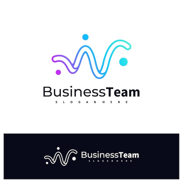 Plantilla de vector de diseño de logotipo de People W Ilustración de conceptos de logotipo de W inicial