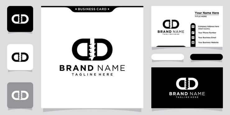 Vector plantilla de vector de diseño de logotipo de perforación dd inicial