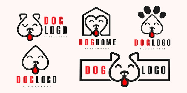 Plantilla de vector de diseño de logotipo de perro Vector de logotipo de icono de perro