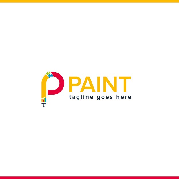 Plantilla de vector de diseño de logotipo de pincel de pintura de letra P