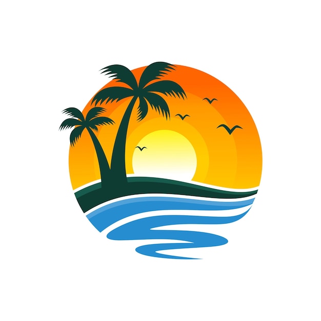 plantilla de vector de diseño de logotipo de playa de verano