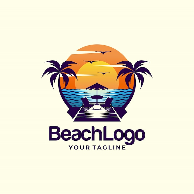 Vector plantilla de vector de diseño de logotipo de playa