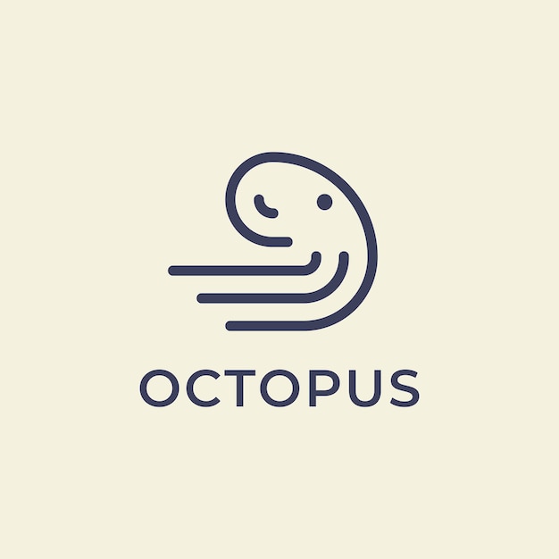 Plantilla de vector de diseño de logotipo de pulpo elegante abstracto estilo de contorno lineal