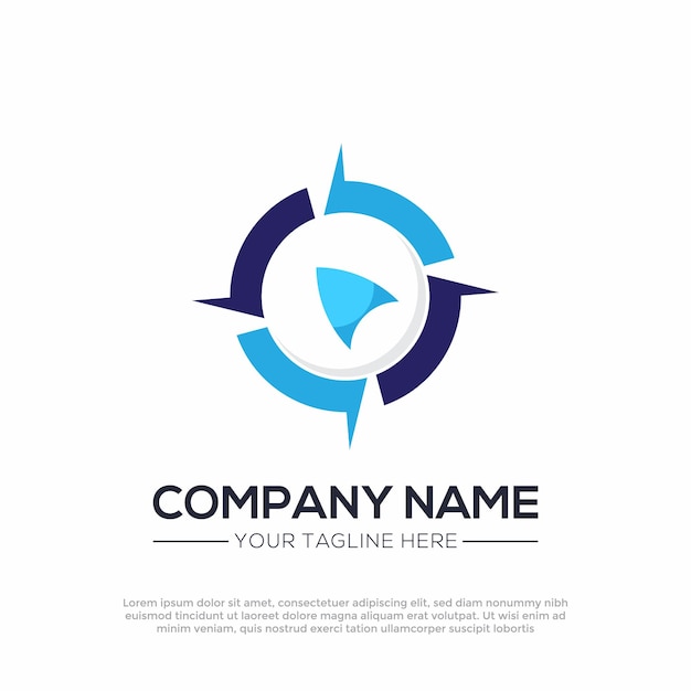 plantilla de vector de diseño del logotipo de punto de flecha de la brújula geométrica