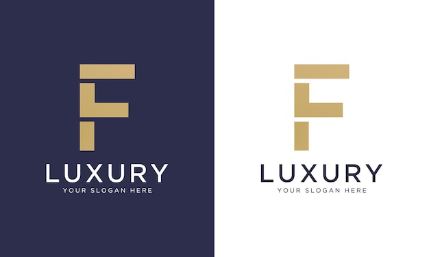 Plantilla de vector de diseño de logotipo real premium letra f en color dorado Diseño de logotipo hermoso para marca de empresa de lujo