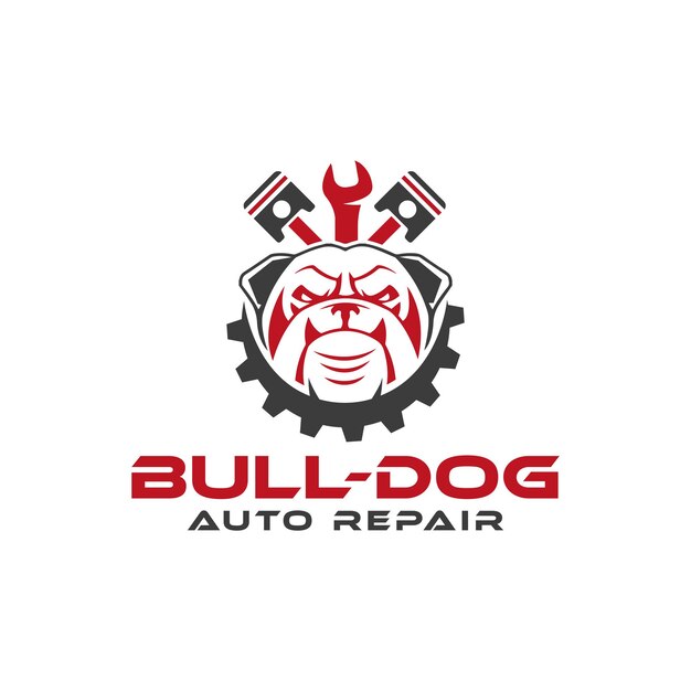 plantilla de vector de diseño de logotipo de reparación de automóviles bull dog