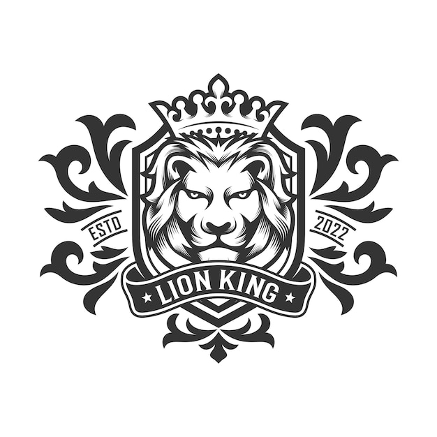 Plantilla de vector de diseño de logotipo de rey león de lujo