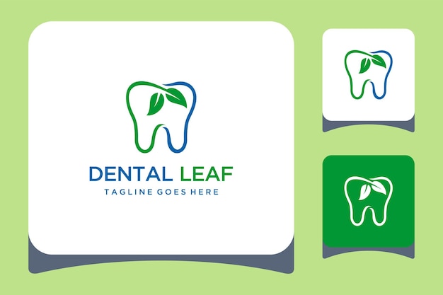 Plantilla de vector de diseño de logotipo de salud logotipo de clínica dental con signo de naturaleza de hoja