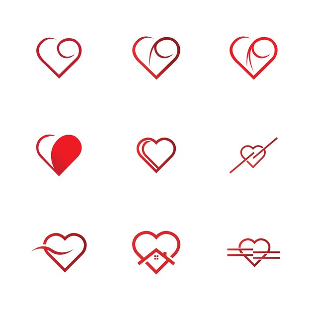 Plantilla de vector de diseño de logotipo y símbolo de corazón creativo