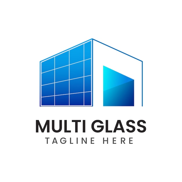 Plantilla de vector de diseño de logotipo de vidrio múltiple creativo