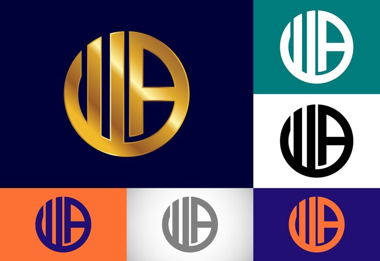 Vector plantilla de vector de diseño de logotipo wa de letra de monograma inicial diseño de logotipo de letra wa