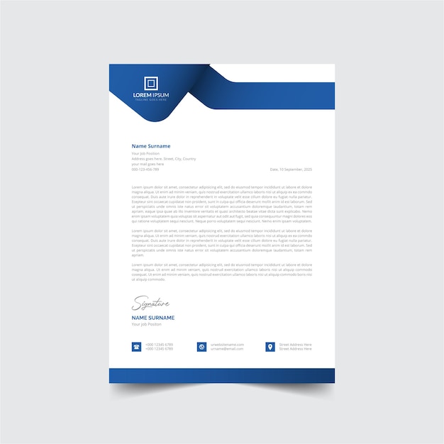 Plantilla de Vector de diseño de membrete creativo profesional para su negocio