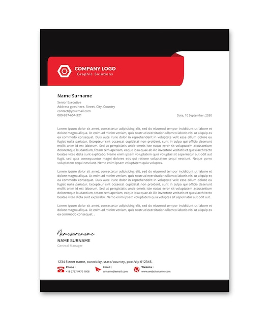 Plantilla de Vector de diseño de membrete creativo profesional para su negocio