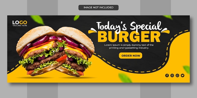 Plantilla de vector de diseño de portada de facebook de hamburguesa especial premium