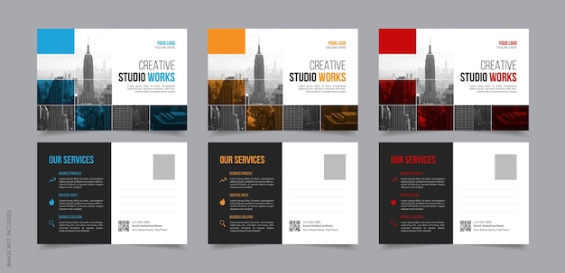 Plantilla de vector de diseño de postal corporativa profesional, diseño de diseño de postal moderno para empresas