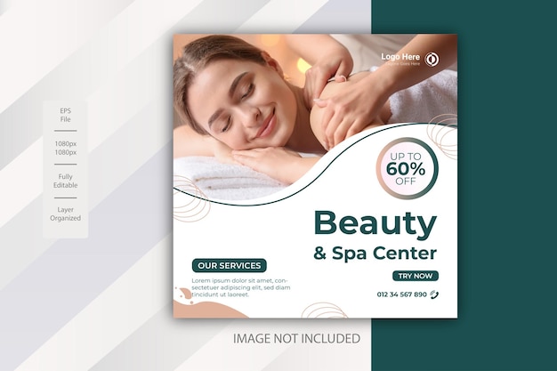 Plantilla de vector de diseño premium de banner de redes sociales de belleza y spa