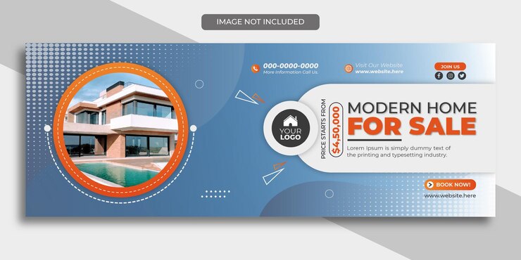 Plantilla de vector de diseño de publicación de encabezado de banner de portada de redes sociales de negocio de venta de hogar moderno