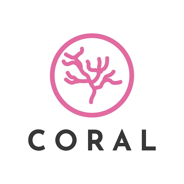 Plantilla de vector de diseño simple de logotipo de coral