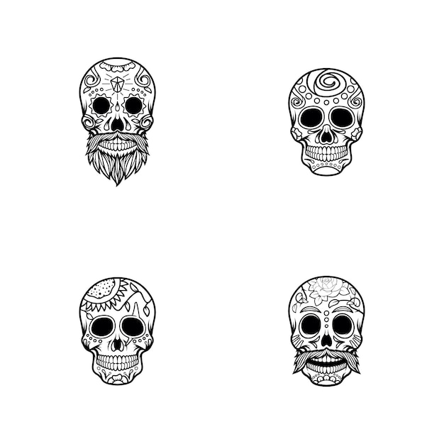 Plantilla de vector de diseños de calavera de azúcar