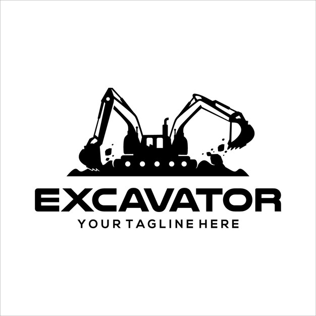 Plantilla de vector de diseños de logotipo de excavadora y construcción