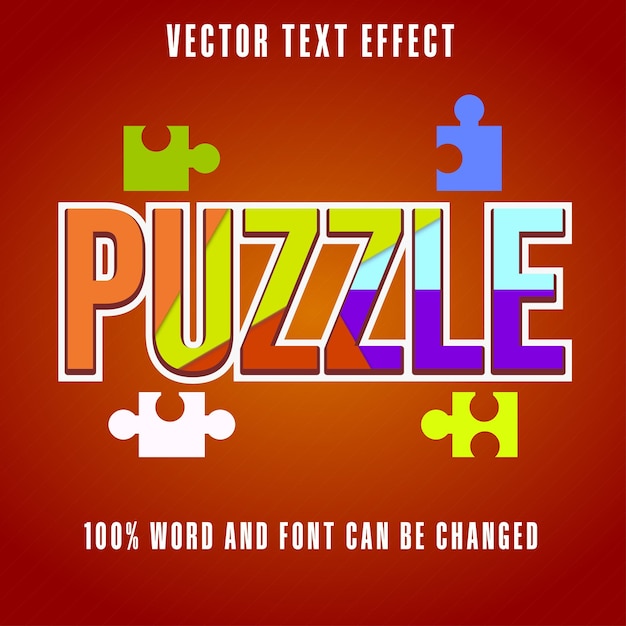 plantilla de vector de efecto de texto de rompecabezas PSD Premium