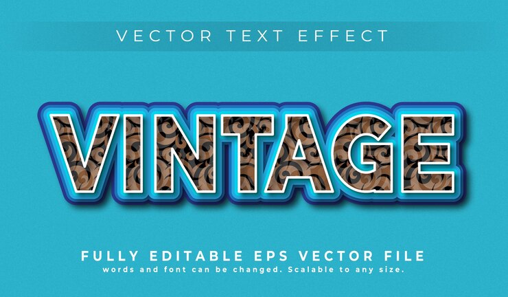plantilla de vector de efecto de texto vintage
