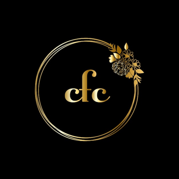 Plantilla de vector de escritura a mano CFC Monograms Wedding Circle