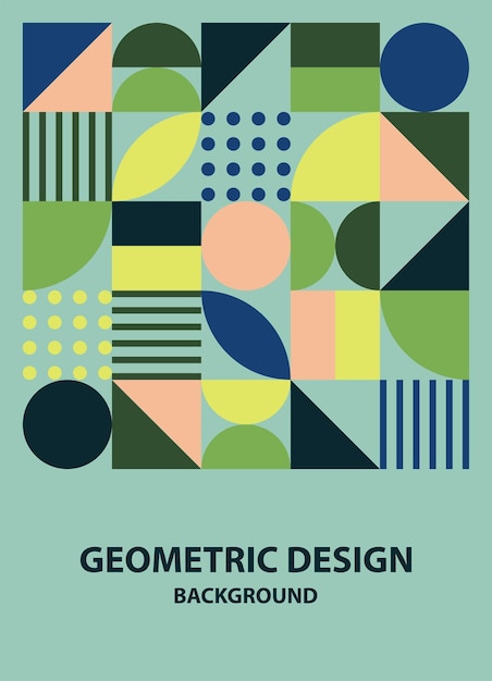 Plantilla de vector de estilo retro abstracto Bauhaus con patrón geométrico carteles folletos cubiertas