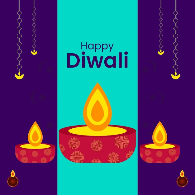 Plantilla de vector de festival de Diwali feliz