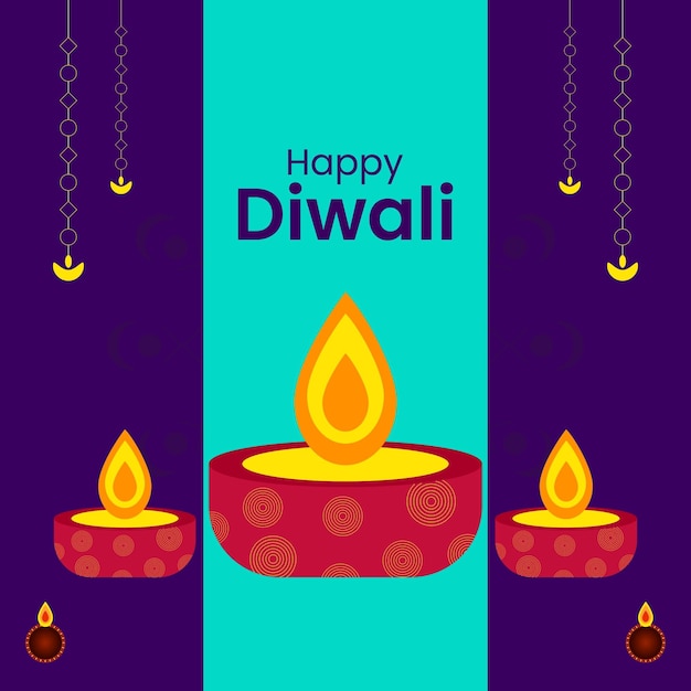 Plantilla de vector de festival de diwali feliz