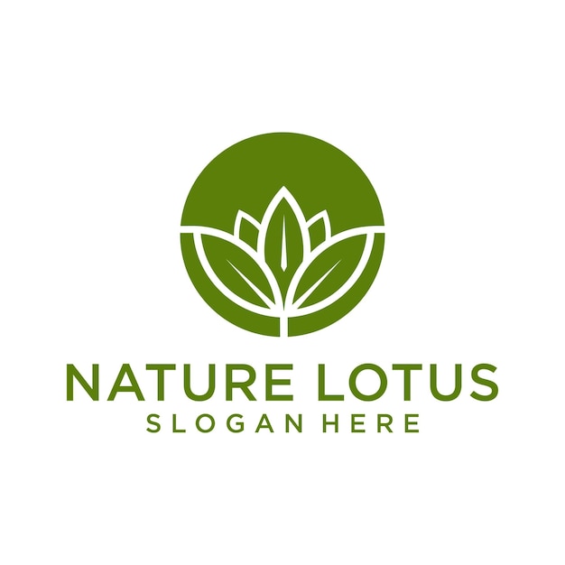 Plantilla de vector de flor de loto con sombras de línea y logotipo de la empresa