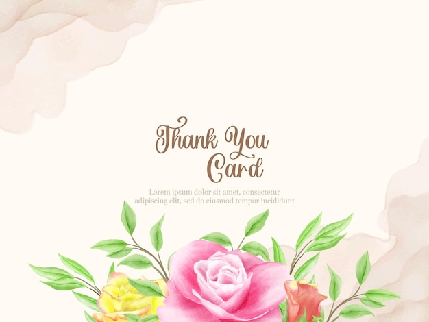 Plantilla de vector floral de boda de tarjeta de agradecimiento