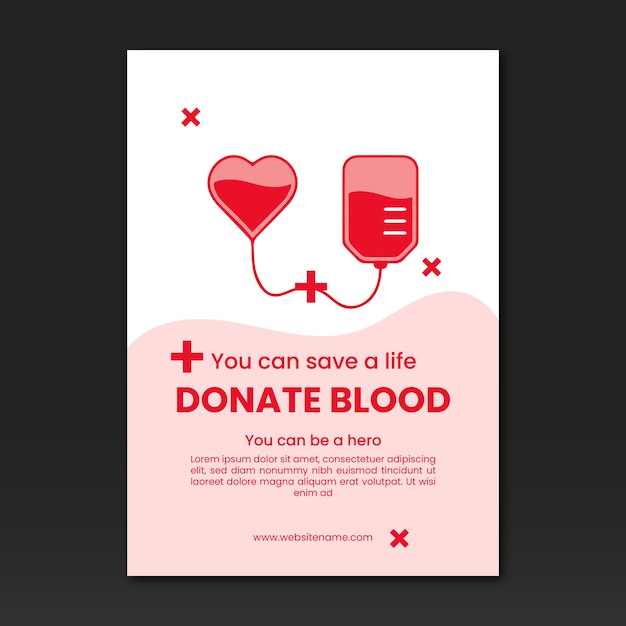 Plantilla del vector del folleto de donación de sangre