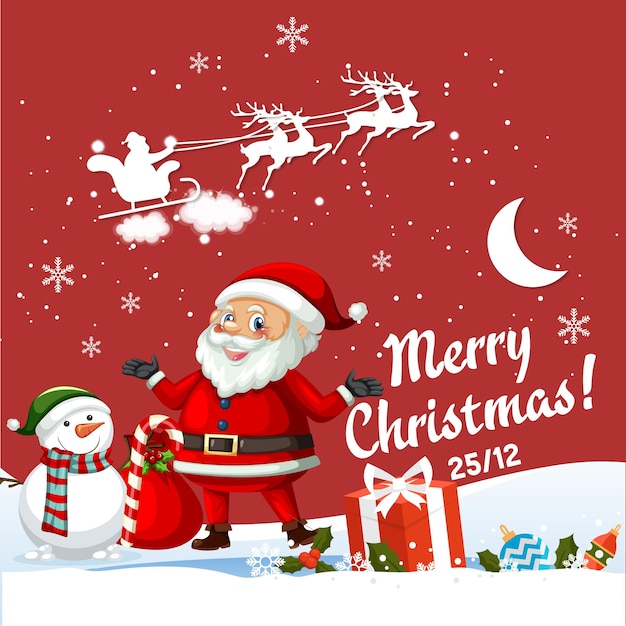 PLANTILLA DE VECTOR DE FONDO DE NIEVE ROJA DE CARTEL DE NAVIDAD