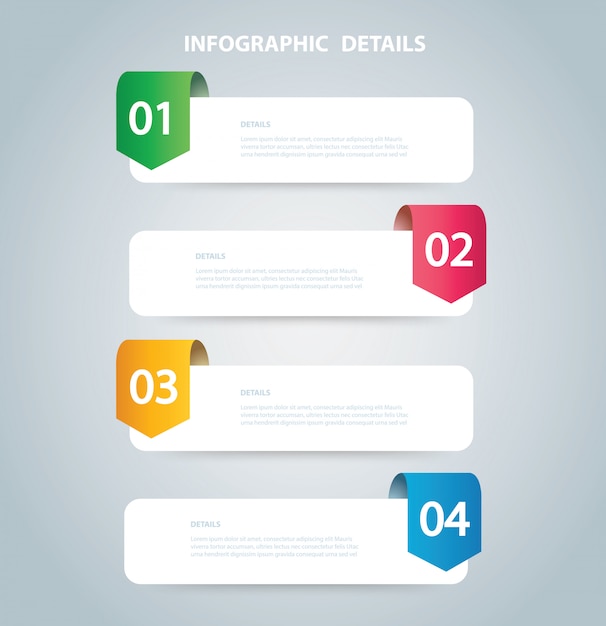 Plantilla de vector gráfico de información cuadrada con 4 opciones