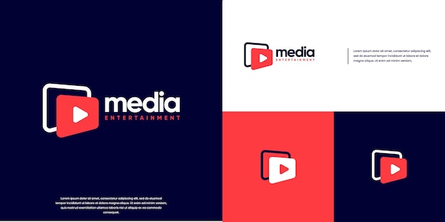 plantilla de vector gráfico de transmisión en vivo de grabación de logotipo de entretenimiento de medios