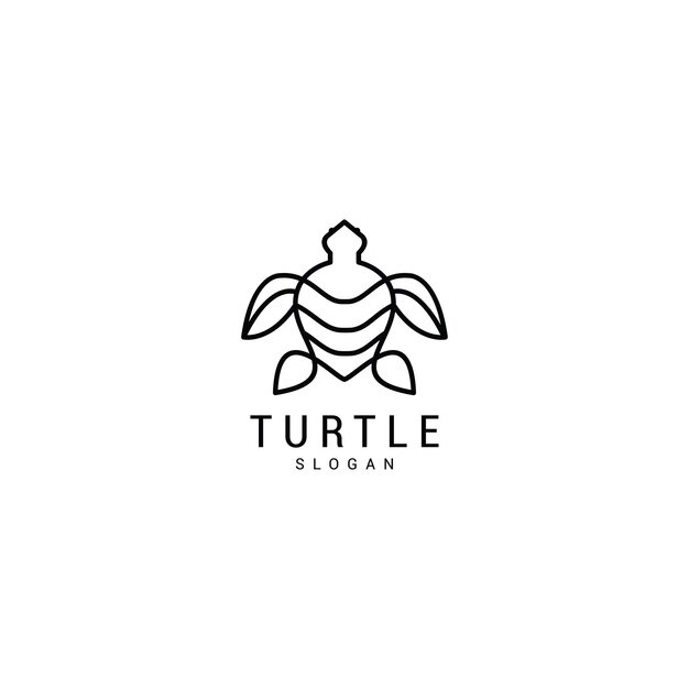 Plantilla de vector de icono de arte de línea de logotipo de tortugas vector premium