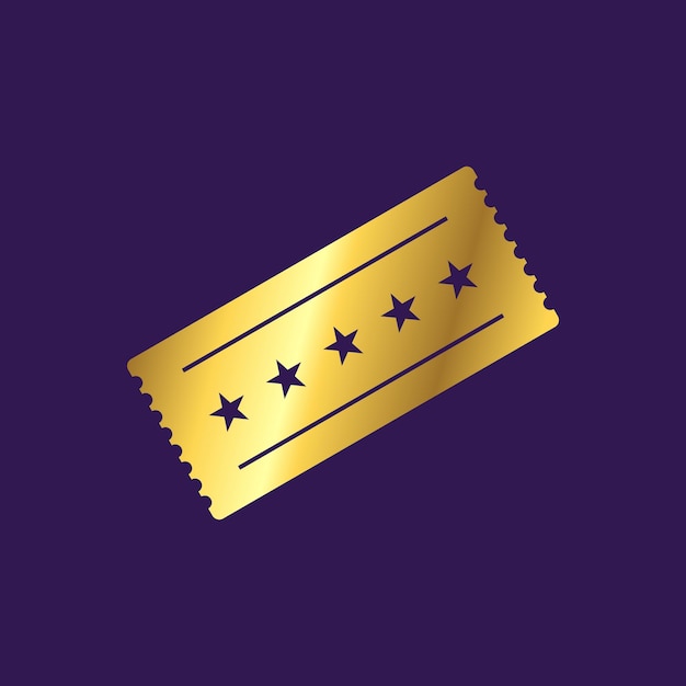 Plantilla de vector de icono de boleto de color dorado