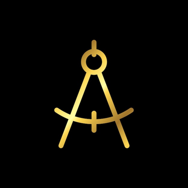 Plantilla de vector de icono de brújula de arquitectura de divisor de color dorado