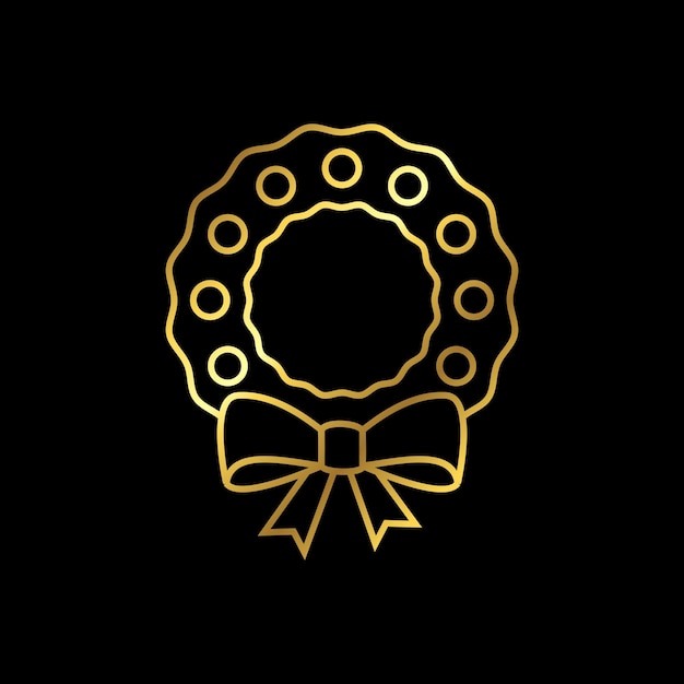 Plantilla de vector de icono de decoración de Navidad de color dorado