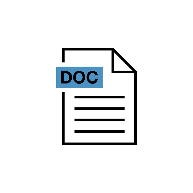 Plantilla de vector de icono de descarga de documento DOC