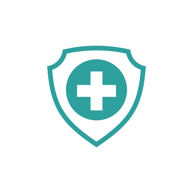 Plantilla de vector de icono de escudo cruzado de salud