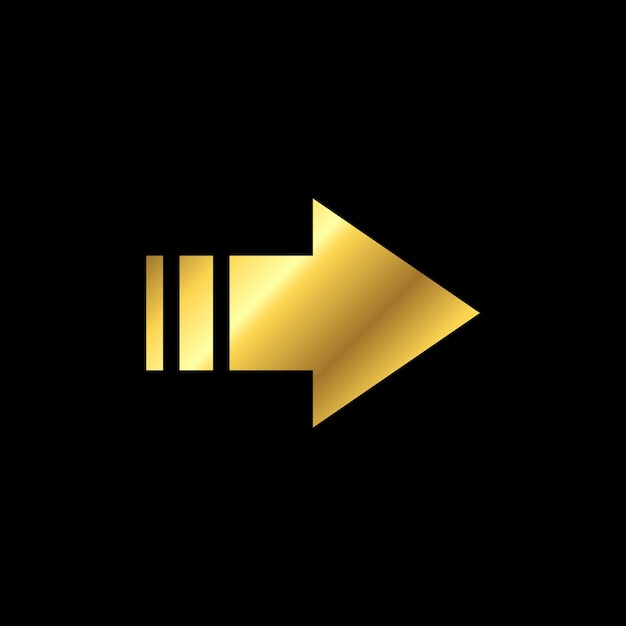 Plantilla de vector de icono de flecha de color dorado