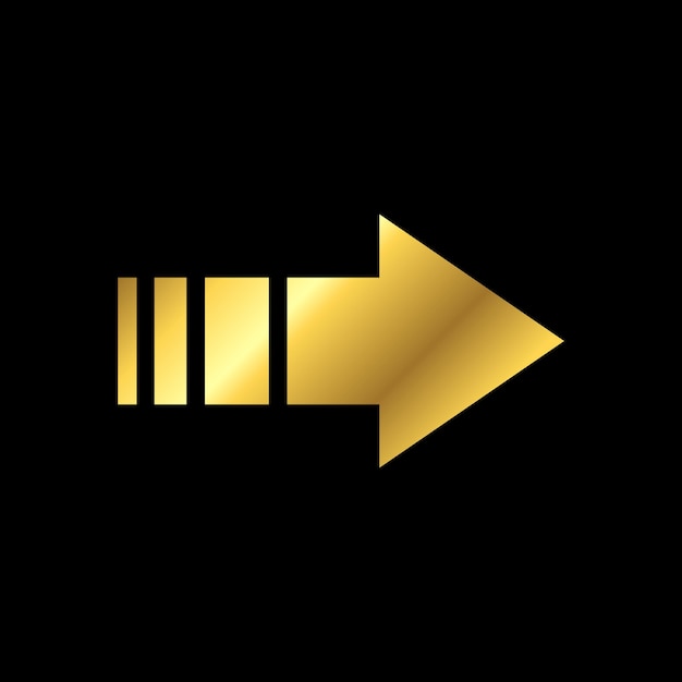 Plantilla de vector de icono de flecha de color dorado