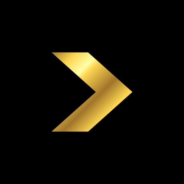 Plantilla de vector de icono de flecha de color dorado