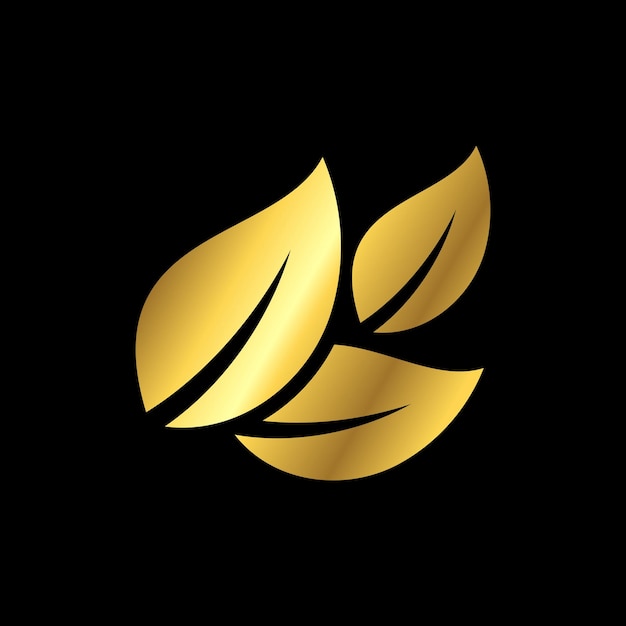 Plantilla de vector de icono de hoja natural de color dorado